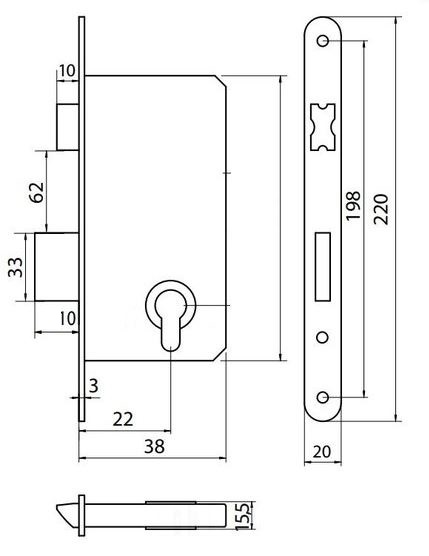 Rolslot Met Profielcilindergat zwarte voorplaat - Afbeelding 2