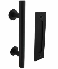 Deurgreep T-vorm ø25x305 mm met schuifdeurkom 220mm x 60mm zwart