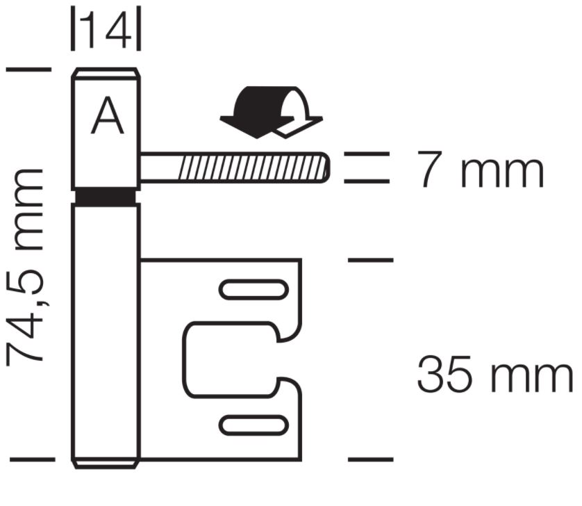 Starx insteekpaumelle voor Hörmann kozijn vernikkeld 74.5 x 14 mm zwart