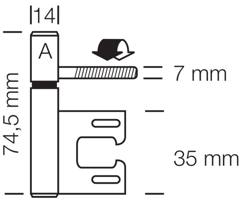 Starx insteekpaumelle voor Hörmann kozijn, vernikkeld 74.5 x 14 mm
