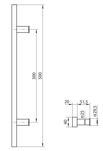 Set Deurgrepen Rechthoek 300 mm Aluminium Zwart geborsteld