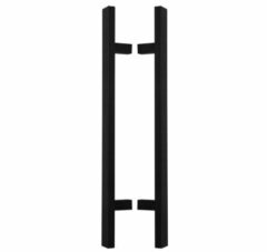 Set Deurgrepen Rechthoek 300 mm Aluminium Zwart geborsteld