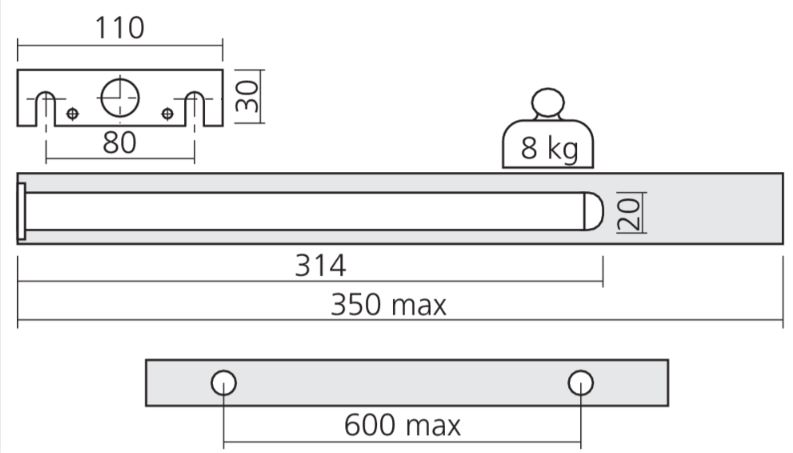 Plankdrager Ø20 mm Onzichtbare Montage
