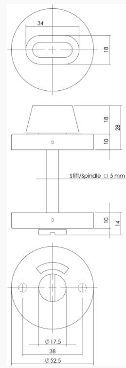 Intersteel wc-sluiting 5mm rond verdekt met metaal rvs geborsteld - Afbeelding 2