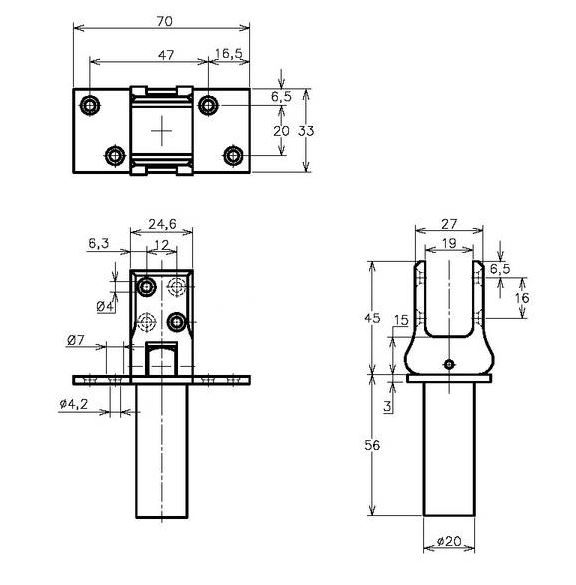 Deurveerscharnier HAWGOOD 4000-E kunststof grijs 19-24 mm