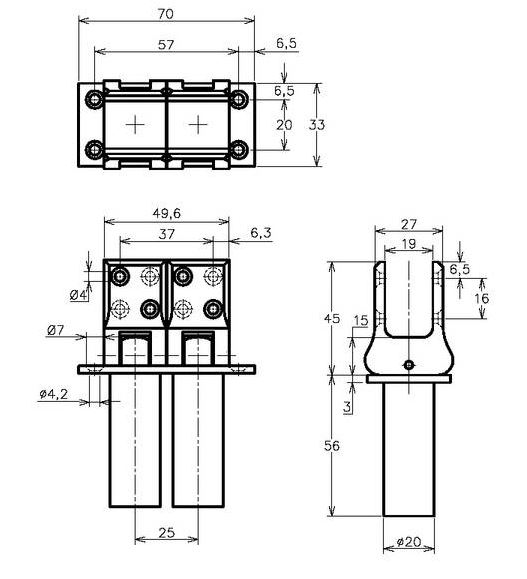 Deurveerscharnier HAWGOOD 4000-D kunststof zwart 19-24 mm