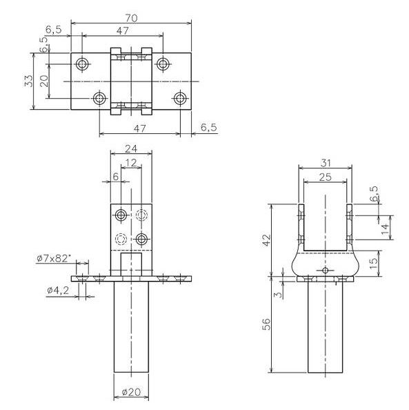 Deurveerscharnier HAWGOOD 4500-E messing 25-30 mm