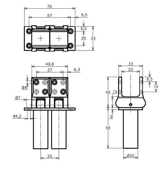 Deurveerscharnier HAWGOOD 4500-D kunststof zwart 25-30 mm