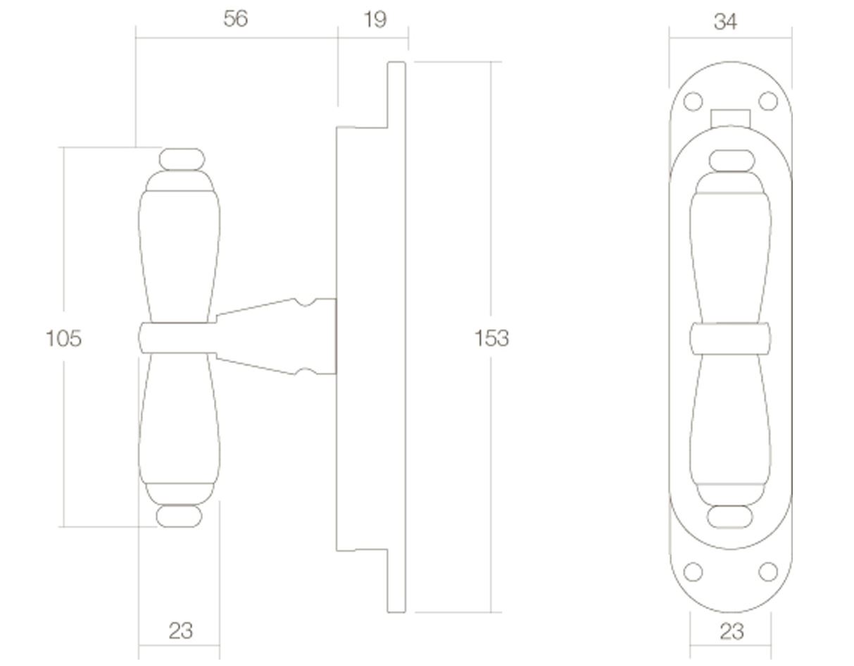 Set kruk-espagnolet kruiskruk inclusief stangenset 2x 1250mm verchroomd/zwart