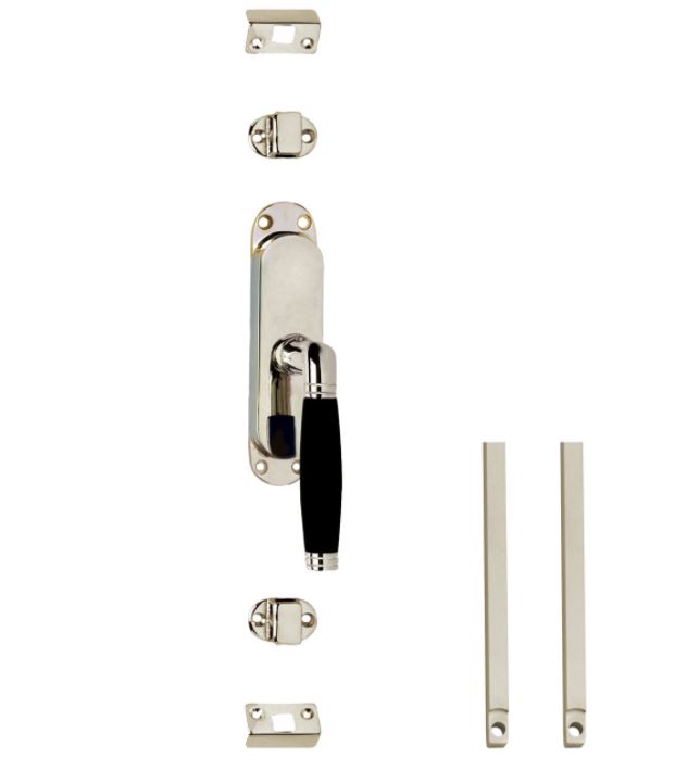 Set kruk-espagnolet rechts Ton 222 inclusief stangenset 2x 1250mm nikkel/ebbenhout