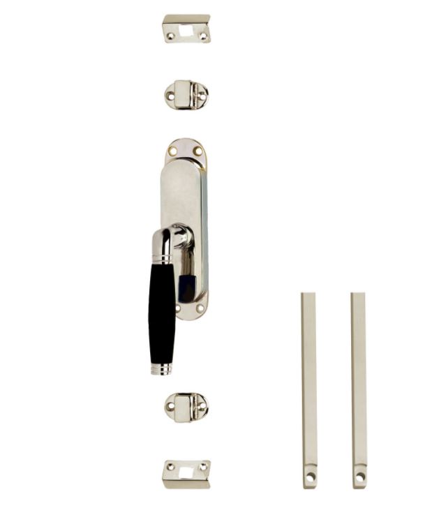 Set kruk-espagnolet links Ton 222 inclusief stangenset 2x 1250mm nikkel/ebbenhout