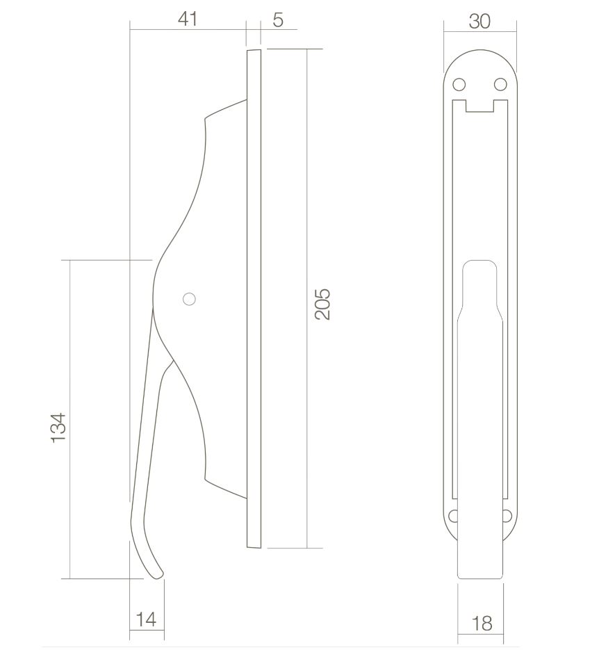 Set pomp-espagnolet inclusief stangenset 2x 1250mm nikkel mat