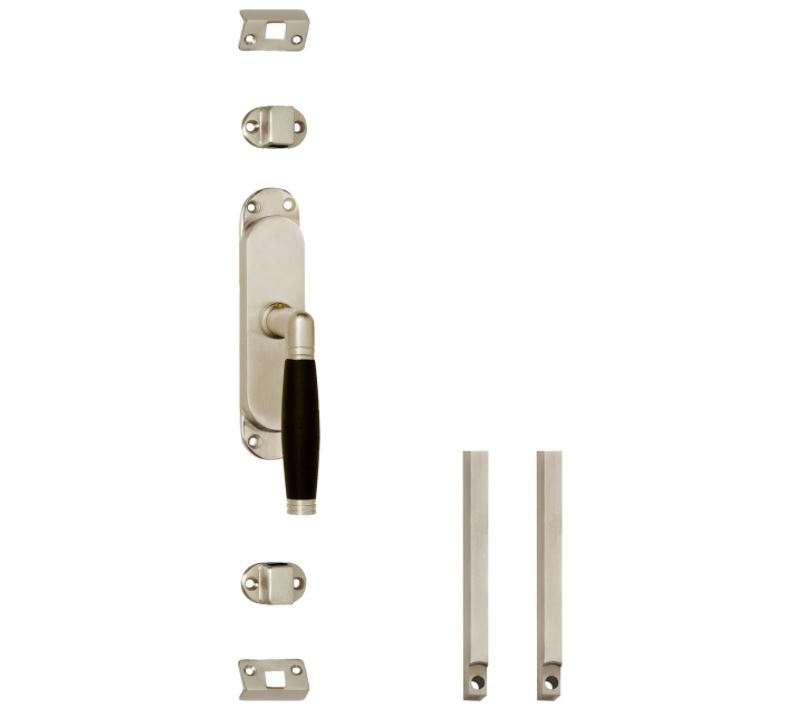 Set kruk-espagnolet rechts Ton 222 inclusief stangenset 2x 1250mm nikkel mat/ebbenhout