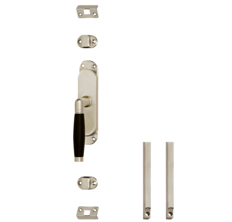 Set kruk-espagnolet links Ton 222 inclusief stangenset 2x 1250mm nikkel mat/ebbenhout