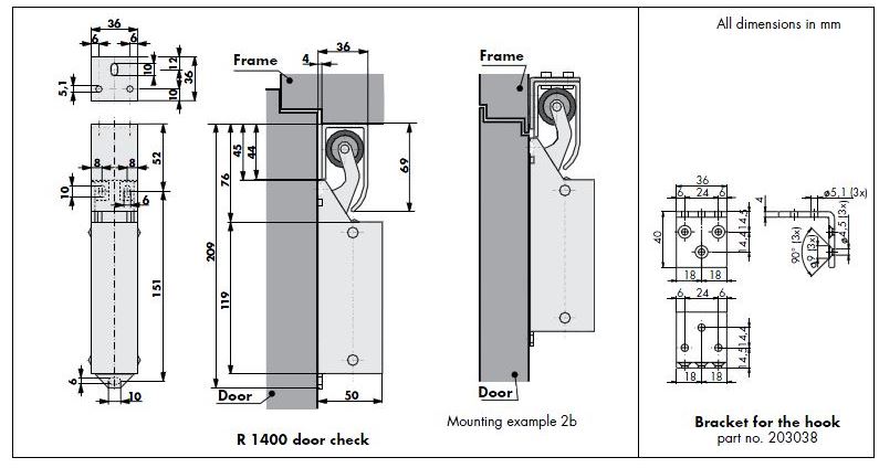 Dictator Deuropvanger type 1400 Glans Chroom