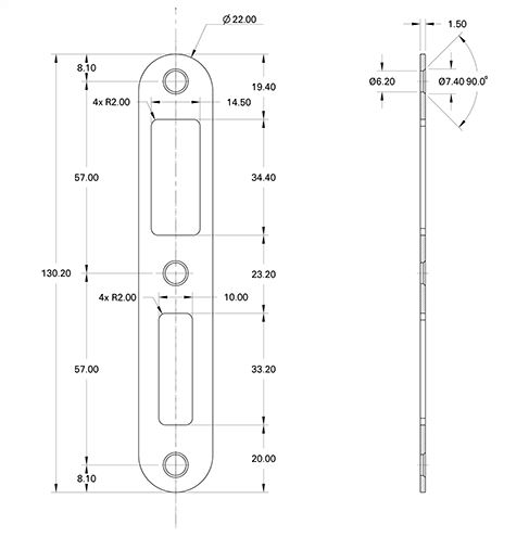Mauer Sluitplaat 145 D/N cilinder met magneet Ls/Rs Zwart
