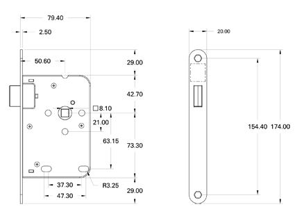 Mauer Magneet Loopslot 1545 Met RVS Voorplaat