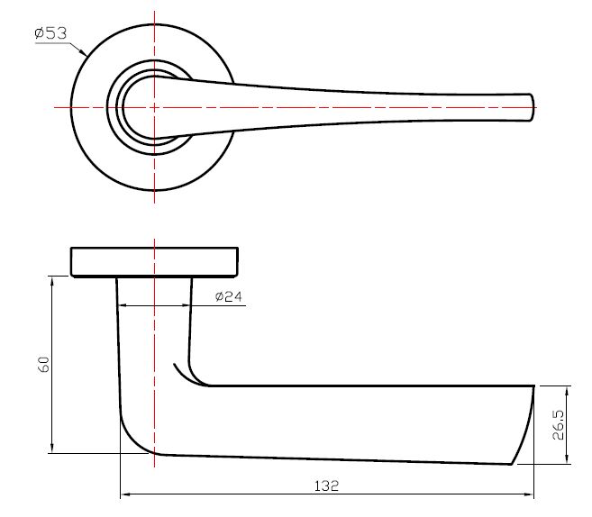 Deurkruk Basis Wig Massief RVS Op Schild PC55