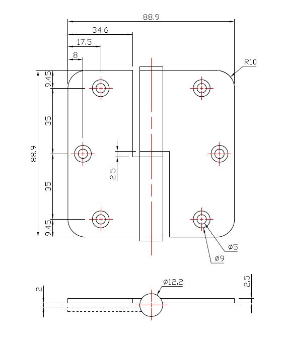 Paumellescharnier rvs 89x89 Rechts
