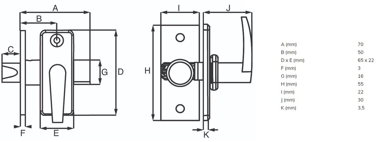 Insteekgrendel met sluitplaat 70/50 Zwart