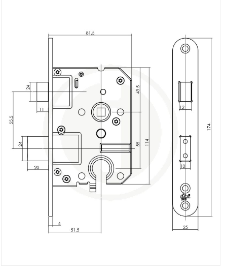 Intersteel SKG2 Veiligheidsslot PC55 mm met afgeronde voorplaat 25 x 174 mm - Afbeelding 2