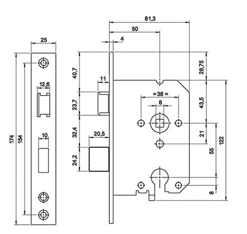 Mauer 9136 Veiligheidsslot PC55 SKG** Rechthoekige voorplaat