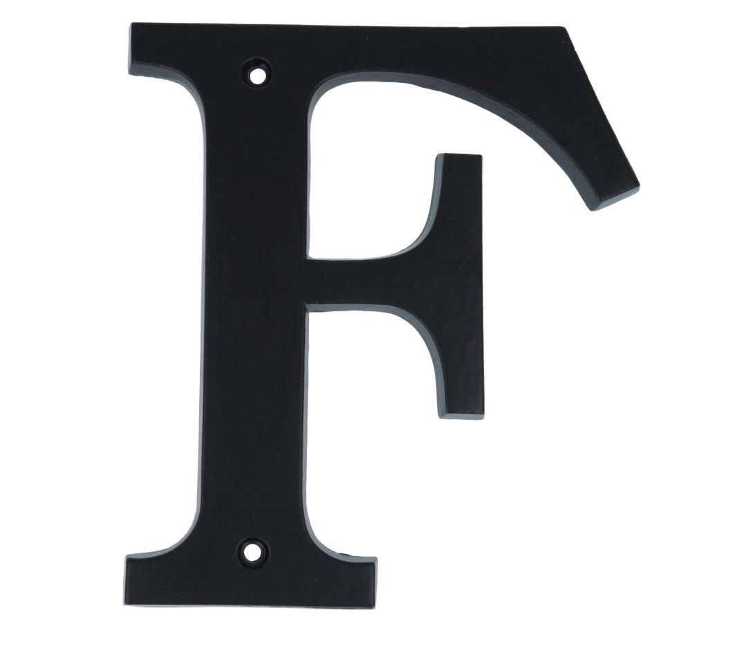 Letter F Extra Groot IJzer Zwart 140 mm
