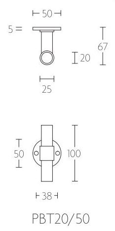 Gatdeel Deurkruk PIET BOON PBT20/50 PVD Mat Goud