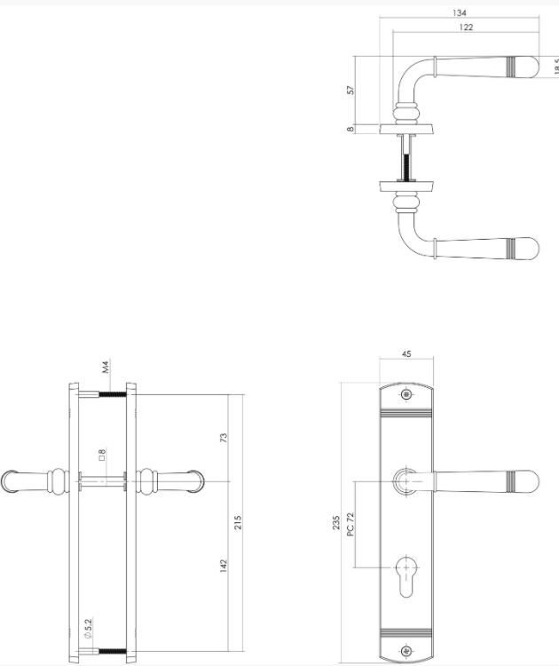 Intersteel Deurkruk Helena op schild PC72 Messing Gelakt