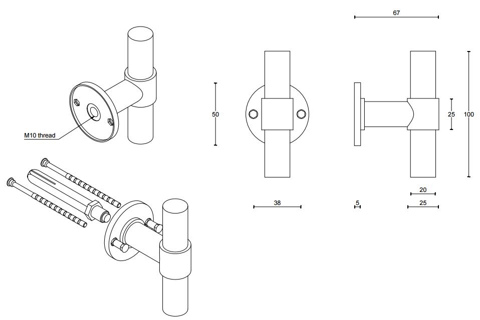 Voordeurknop Vast PIET BOON PBT100V PVD Mat Goud