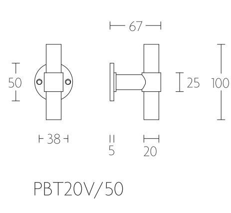 Vaste (Kast)Knop PIET BOON PBT20V/50 PVD Mat Goud