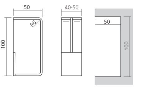 Greep voor schuifdeur Deurdikte 50 mm RVS