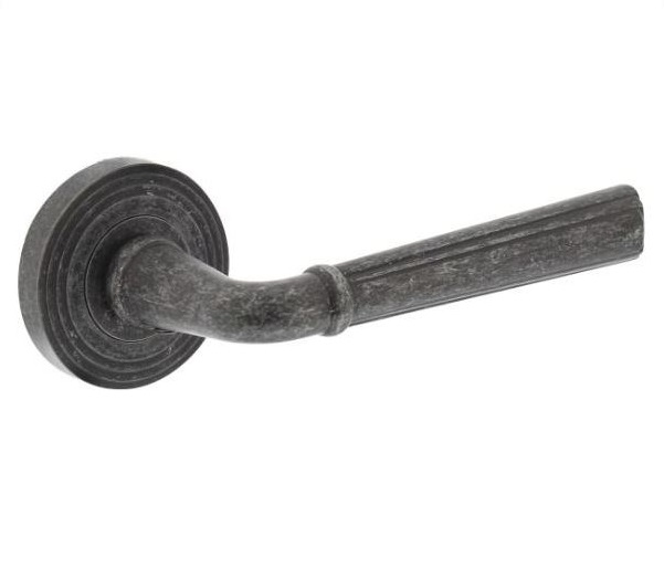 Deurkruk Bellevue op rozet oud grijs