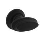 Knopkruk met freesrand en ronde rozet beukenhout zwart