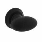 Knopkruk ovaal glad met ronde rozet beukenhout zwart