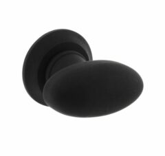 Knopkruk ovaal glad met ronde rozet beukenhout zwart