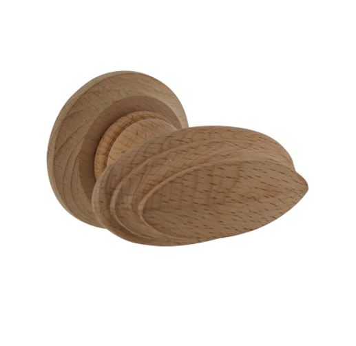 Knopkruk met freesrand en ronde rozet beukenhout