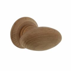 Knopkruk ovaal glad met ronde rozet beukenhout