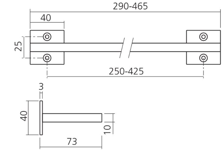 Handdoekhouder enkel SLIM Aluminium Zwart 290 mm