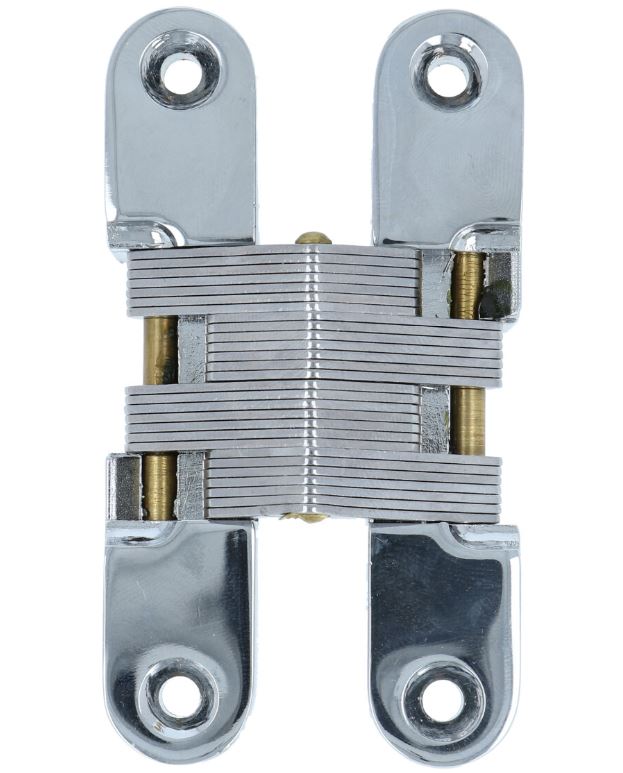 Verborgen scharnier 180 graden draaibaar 19x095 mm deurdikte ca. 28 mm zamac verchroomd