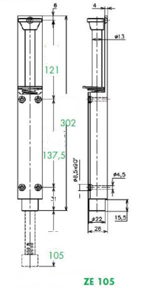 DICTATOR Deurvastzetter type ZE-105 Zwart RAL 9005