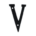 Letter V Klein IJzer Zwart 75 mm
