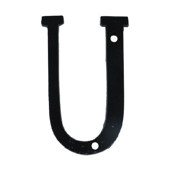 Letter U Klein IJzer Zwart 75 mm
