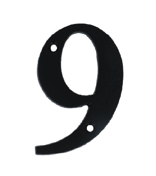 Huisnummer 9 Klein IJzer Zwart 80 mm