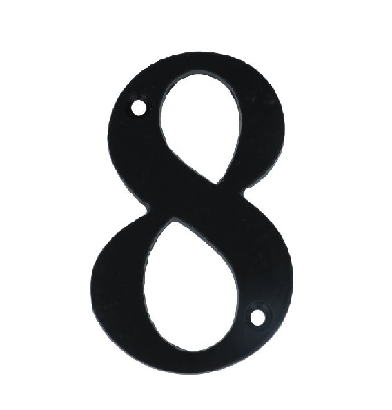 Huisnummer 8 Klein IJzer Zwart 80 mm