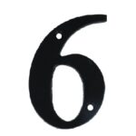 Huisnummer 6 Klein IJzer Zwart 80 mm