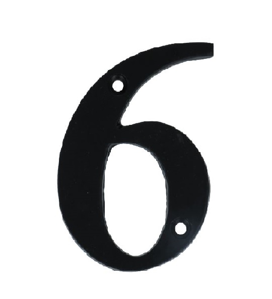 Huisnummer 6 Klein IJzer Zwart 80 mm