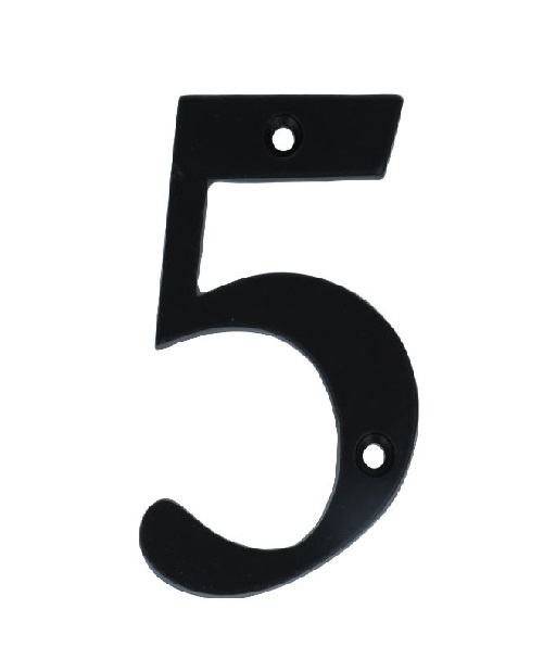 Huisnummer 5 Klein IJzer Zwart 80 mm