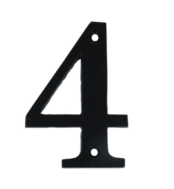 Huisnummer 4 Klein IJzer Zwart 80 mm