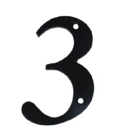 Huisnummer 3 Klein IJzer Zwart 80 mm